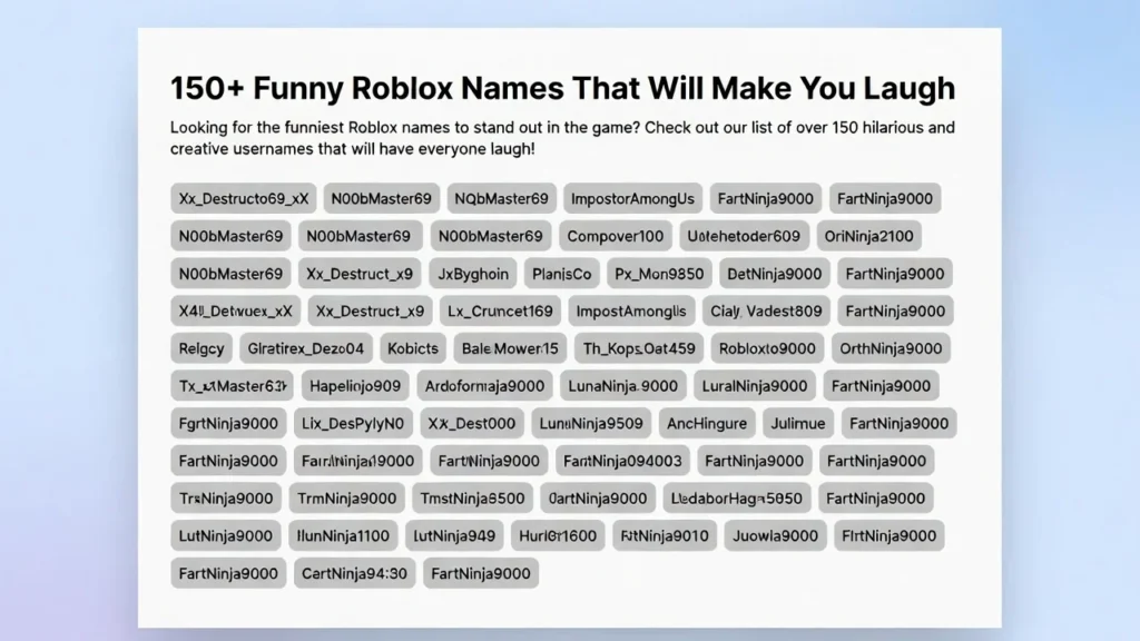 Short and Witty Roblox Names