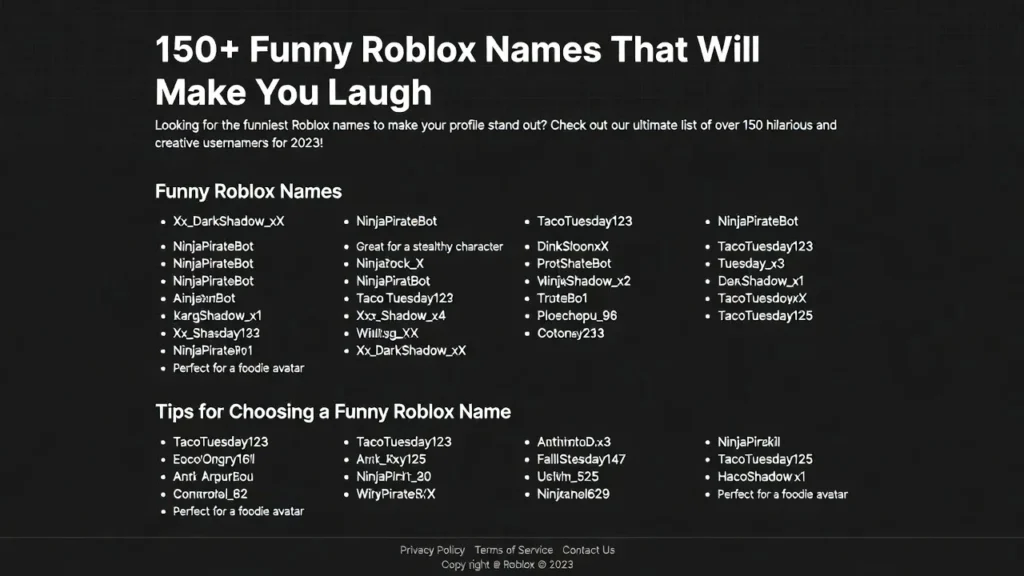Animal-Inspired Funny Roblox Names