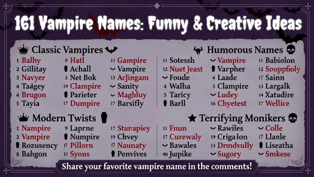 🧛 Scary but Funny Vampire Names