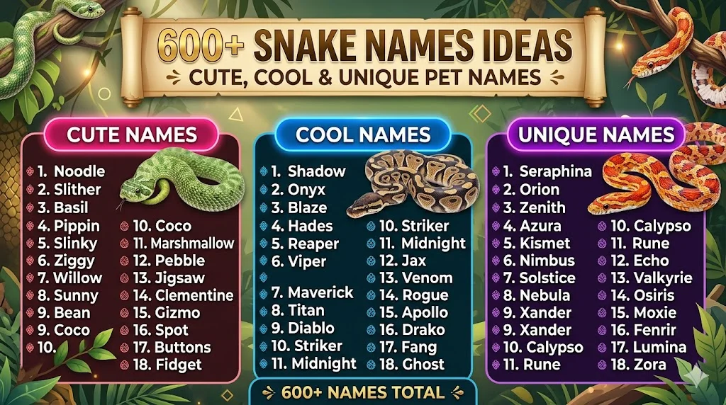 🐍 Cool Snake Names for Pet Snakes With Attitude