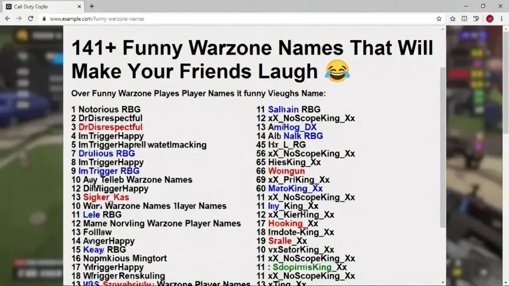 141+Funny Warzone Names That Will Make Your Friends Laugh