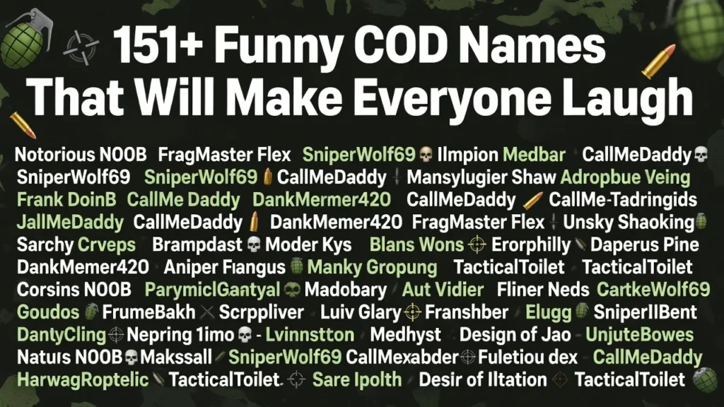 151+Funny COD Names That Will Make Everyone Laugh
