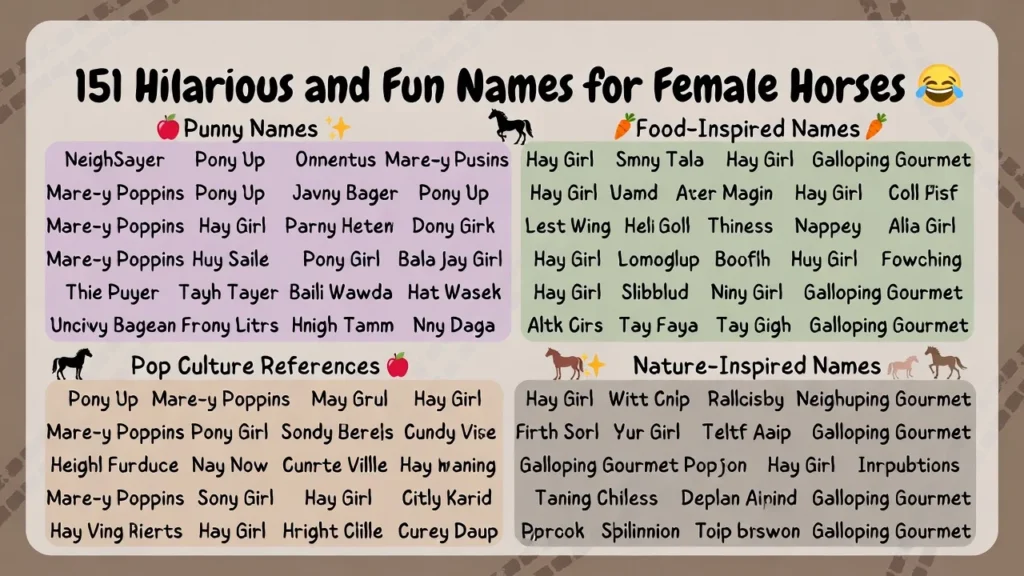 151+Hilarious and Fun Names for Female Horses π΄π