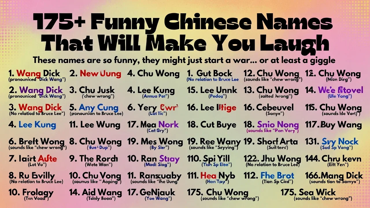 1075+Funny Chinese Names That Will Make You Laugh - hahahanames