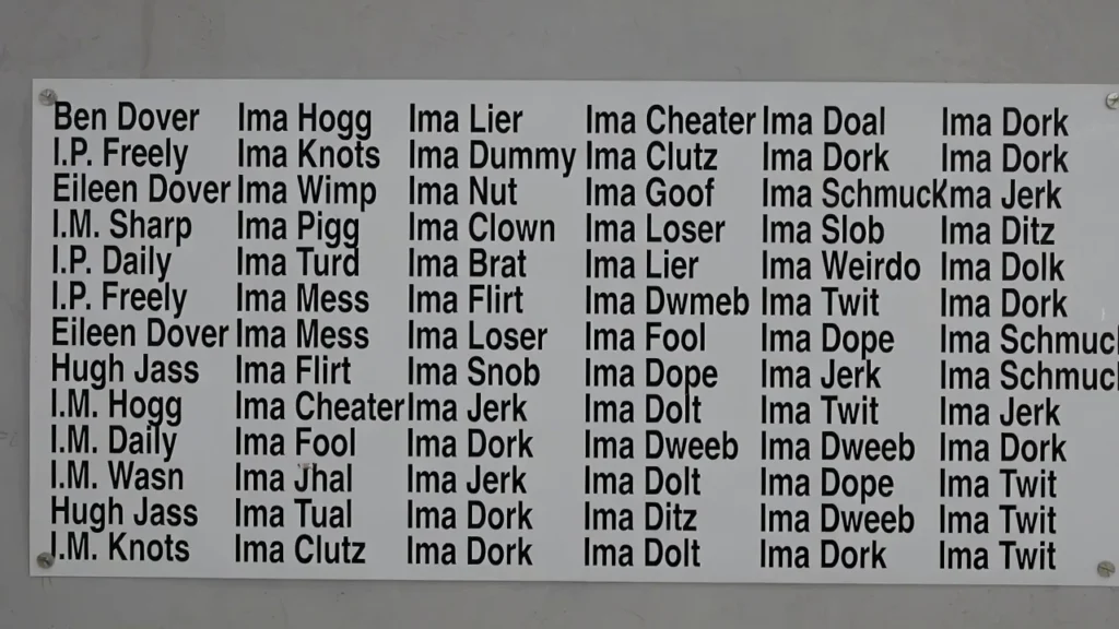 Funny Names Like Ben Dover That Will Make Anyone Laugh