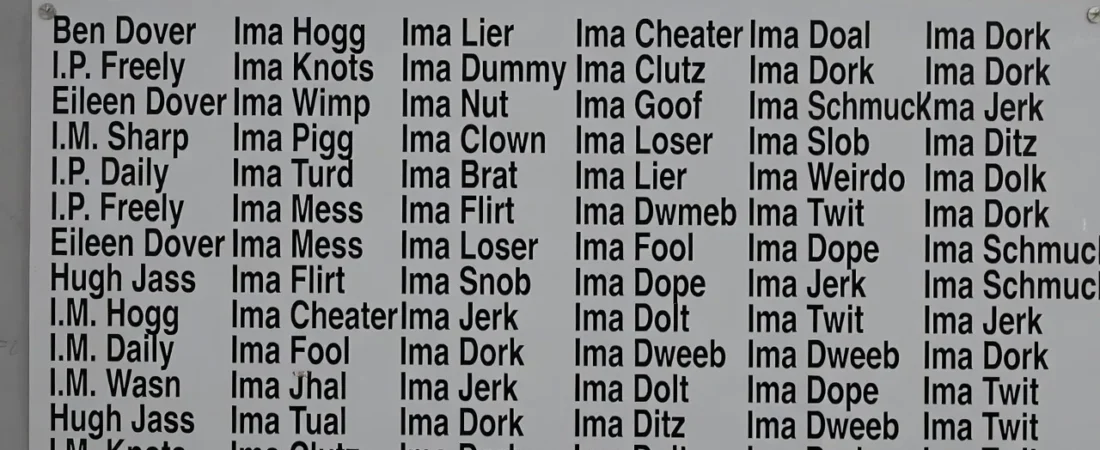 175+Funny Names Like Ben Dover That Will Make Anyone Laugh