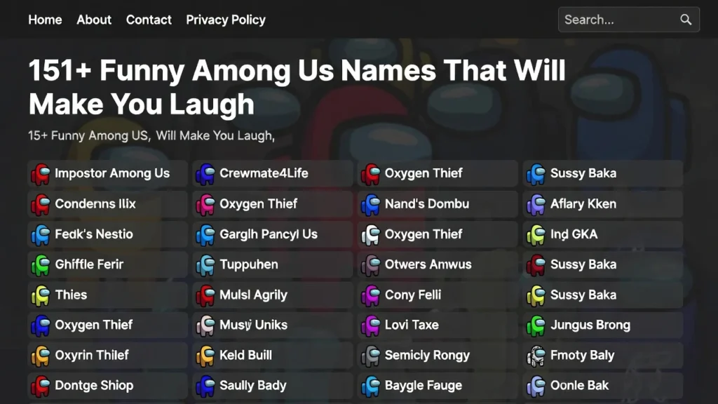 151+Funny Among Us Names That Will Make You Laugh