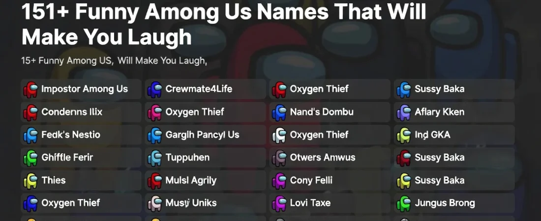 151+Funny Among Us Names That Will Make You Laugh