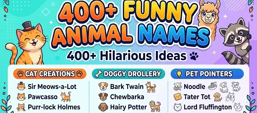 400+Funny Animal Names: 400+ Hilarious Ideas ๐พ