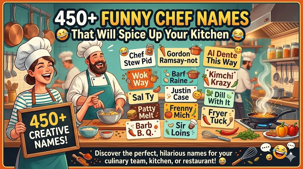 450+Funny Chef Names That Will Spice Up Your Kitchen 😂