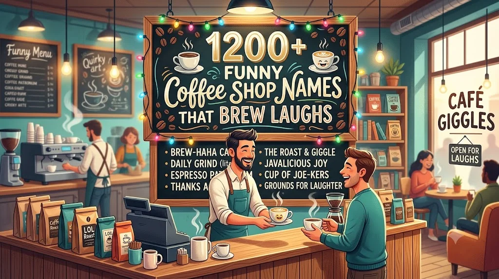 1200+Funny Coffee Shop Names That Brew Laughs