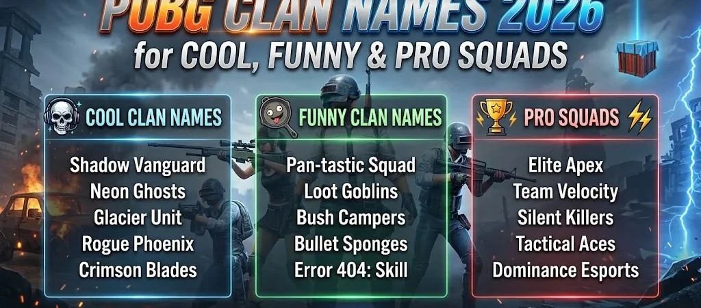 PUBG Clan Names 2026 for Cool, Funny & Pro Squads