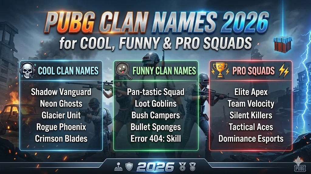 PUBG Clan Names 2026 for Cool, Funny & Pro Squads