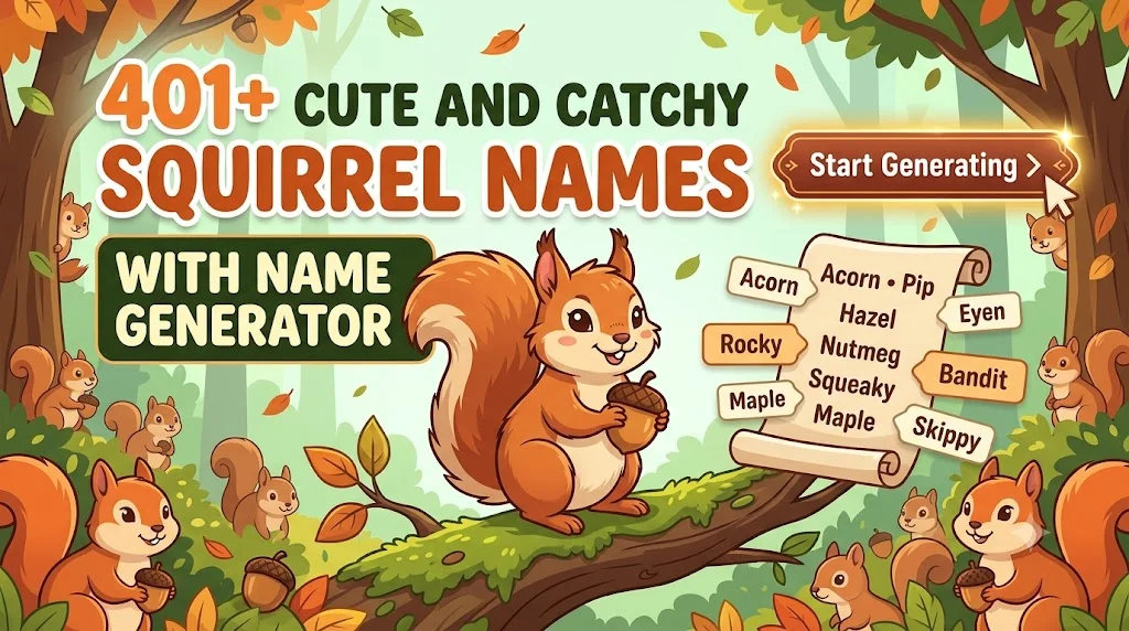 401+ Cute and Catchy Squirrel Name With Name Generator