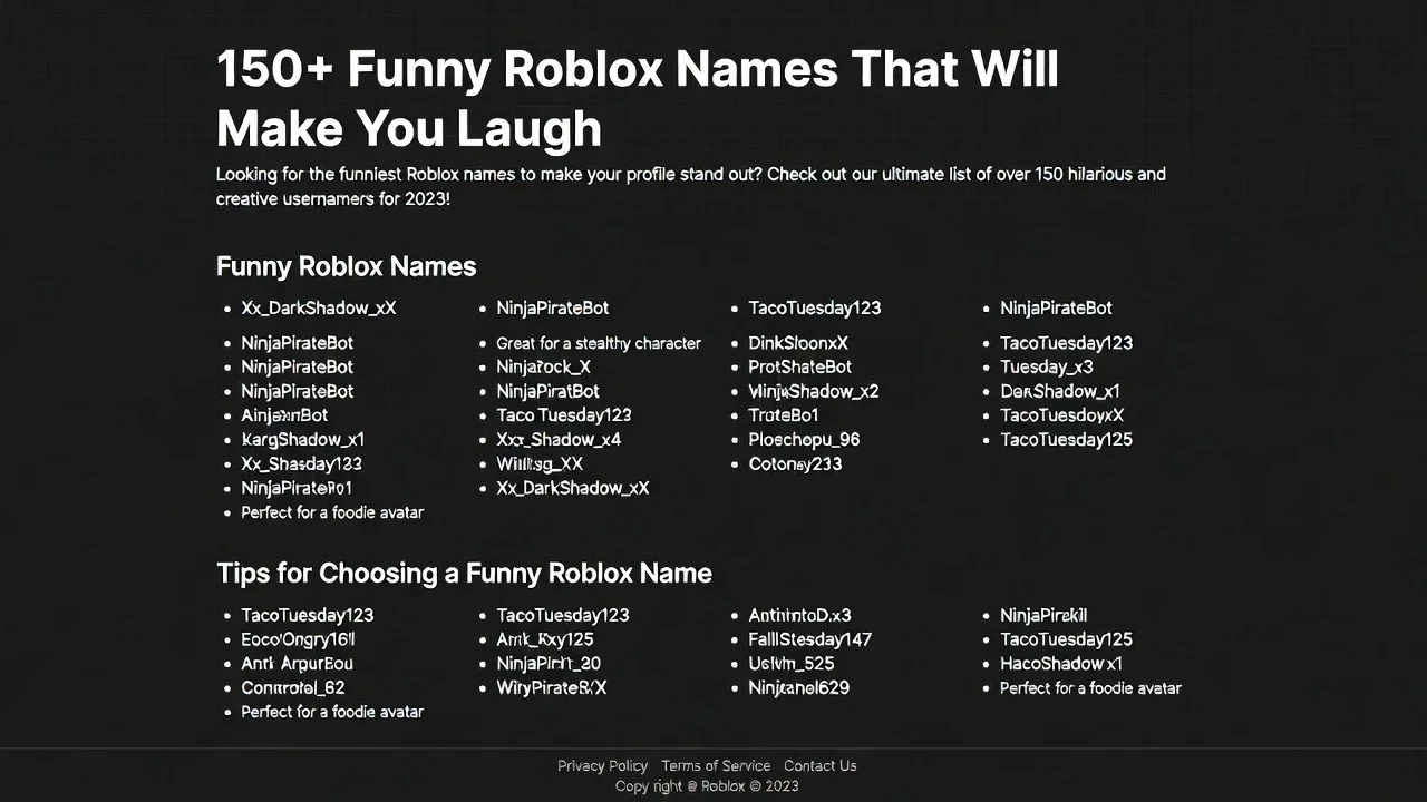 Animal-Inspired Funny Roblox Names