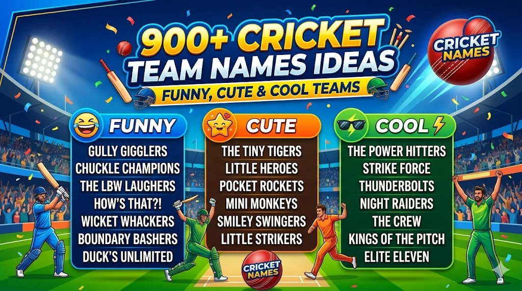 900+Cricket Team Names Ideas for Funny, Cute & Cool Teams 