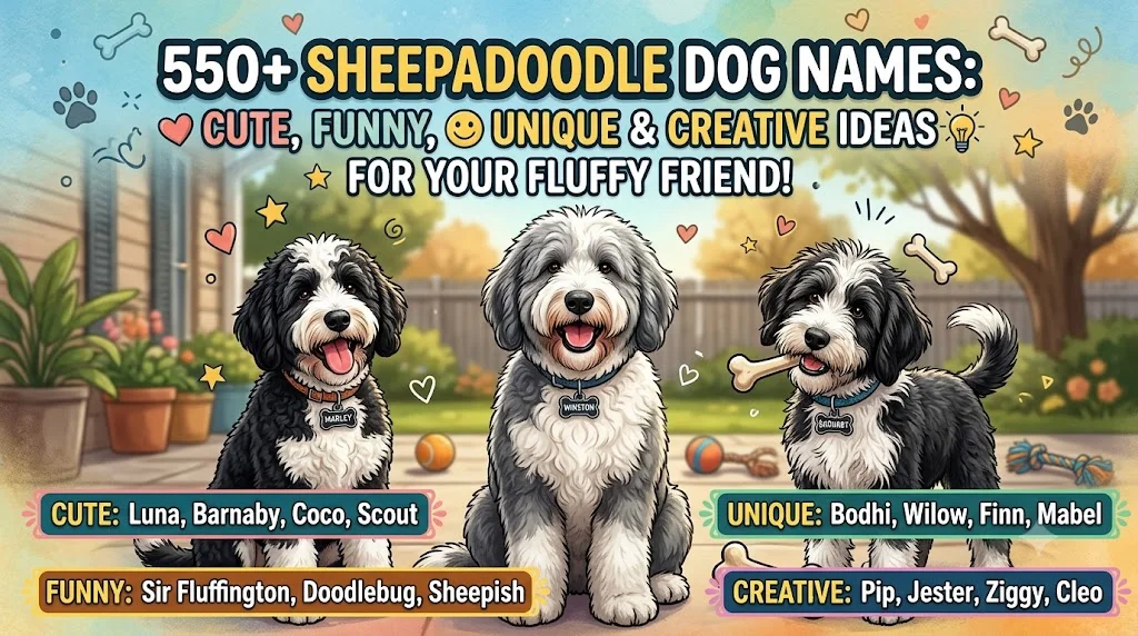 550+ Sheepadoodle Dog Names: Cute, Funny, Unique & Creative Ideas