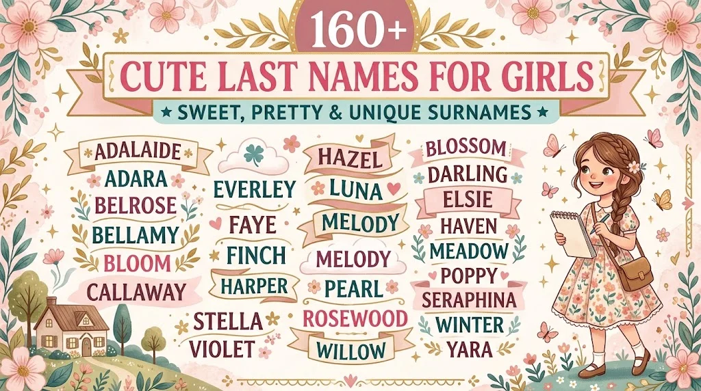 160+ Cute Last Names for Girls: Sweet, Pretty & Unique Surnames